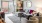 a living room with a large mirror